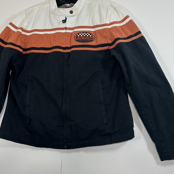 Harley Davidson Women's Size XL Motorcycle Riding Jacket Black Orange White Y2K - Picture 2 of 16